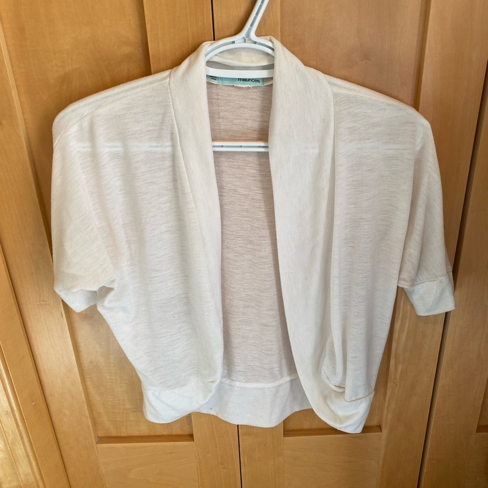 Cream Open Front Shrug Sweater